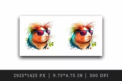Watercolor cute cool guinea pig sunglasses superstar animal pet print 20 oz tumbler skinny mug wrap clipart t-shirt sublimation printable design
