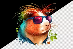 Watercolor cute cool guinea pig sunglasses superstar animal pet print 20 oz tumbler skinny mug wrap clipart t-shirt sublimation printable design