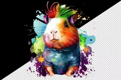 Watercolor cute cool guinea pig sunglasses superstar animal pet print 20 oz tumbler skinny mug wrap clipart t-shirt sublimation printable design