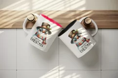 Watercolor cute cool snowman scarf hat sunglasses Merry Christmas quote print tumbler skinny mug wrap clipart t-shirt sublimation printable design