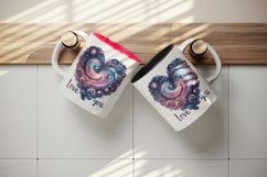Watercolor cute cosmic heart stars galaxies Love You quote Valentine Day print tumbler skinny mug wrap clipart t-shirt sublimation printable design