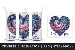 Watercolor cute cosmic heart stars galaxies Love You quote Valentine Day print tumbler skinny mug wrap clipart t-shirt sublimation printable design