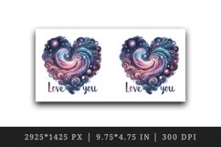 Watercolor cute cosmic heart stars galaxies Love You quote Valentine Day print tumbler skinny mug wrap clipart t-shirt sublimation printable design