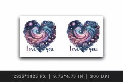 Watercolor cute cosmic heart stars galaxies Love You quote Valentine Day print tumbler skinny mug wrap clipart t-shirt sublimation printable design