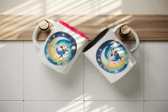 Watercolor cute couple dancing crescent moon stars Valentine Day print 20 oz tumbler skinny mug wrap clipart t-shirt sublimation printable design