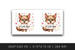 Watercolor cute coyote sparkle star hearts I Love You quote Valentine Day print tumbler skinny mug wrap clipart t-shirt sublimation printable design