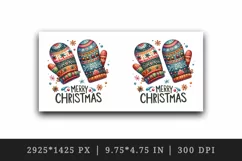 Watercolor cute cozy pair of mittens Merry Christmas quote print 20 oz tumbler skinny mug wrap clipart t-shirt sublimation printable design