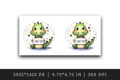Watercolor cute crocodile sparkle heart I Love You quote Valentine Day print 20oz tumbler skinny mug wrap clipart t-shirt sublimation printable design