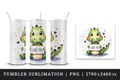 Watercolor cute crocodile sparkle heart I Love You quote Valentine Day print 20oz tumbler skinny mug wrap clipart t-shirt sublimation printable design