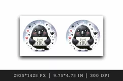 Watercolor cute crow sparkle hearts I Love You quote Valentine Day print 20 oz tumbler skinny mug wrap clipart t-shirt sublimation printable design