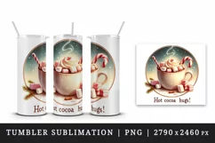 Watercolor cute cup of hot chocolate cocoa Christmas New Year winter print 20 oz tumbler skinny mug wrap clipart t-shirt sublimation printable design