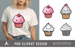Watercolor Cute Cupcake Clipart Product Image 1