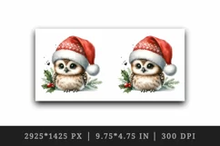 Watercolor cute delightful and endearing owl Santa hat Christmas print 20 oz tumbler skinny mug wrap clipart t-shirt sublimation printable design