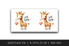 Watercolor cute delightful giraffe heart With Love Valentine Day quote print 20oz tumbler skinny mug wrap clipart t-shirt sublimation printable design