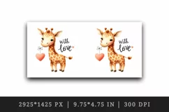 Watercolor cute delightful giraffe heart With Love Valentine Day quote print 20oz tumbler skinny mug wrap clipart t-shirt sublimation printable design