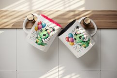Watercolor cute dino dinosaur birthday party hat balloons confetti animal print tumbler skinny mug wrap clipart t-shirt sublimation printable design