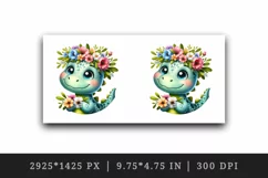 Watercolor cute dinosaur dino sparkle crown of summer spring flowers print 20 oz tumbler skinny mug wrap clipart t-shirt sublimation printable design