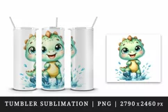 Watercolor cute dinosaur dino splashing in puddle with rubber boots on print 20oz tumbler skinny mug wrap clipart t-shirt sublimation printable design