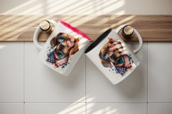 American Patriotic dog mug, cup wrap sublimation design png Product Image 5