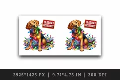 Watercolor cute dog Christmas lights Season Greetings greeting quote print 20 oz tumbler skinny mug wrap clipart t-shirt sublimation printable design