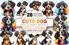 Watercolor Cute Dog Clipart Bundle Product Image 1
