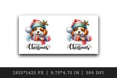 Watercolor cute dog hat scarf Merry Christmas greeting quote print 20 oz tumbler skinny mug wrap clipart t-shirt sublimation printable design