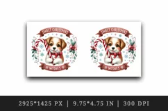 Watercolor cute dog puppy candy cane Sweet Christmas greeting quote print 20 oz tumbler skinny mug wrap clipart t-shirt sublimation printable design