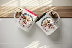 Watercolor cute dog puppy candy cane Sweet Christmas Wishes quote print 20 oz tumbler skinny mug wrap clipart t-shirt sublimation printable design