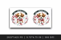Watercolor cute dog puppy candy cane Sweet Christmas Wishes quote print 20 oz tumbler skinny mug wrap clipart t-shirt sublimation printable design