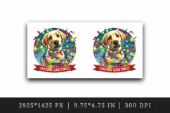 Watercolor cute dog puppy Christmas lights Season Greeting quote print 20 oz tumbler skinny mug wrap clipart t-shirt sublimation printable design
