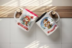 Watercolor cute dog puppy gift box Merry Christmas quote New Year winter print tumbler skinny mug wrap clipart t-shirt sublimation printable design