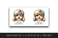 Watercolor cute dog puppy hat ear flaps Merry Christmas greeting quote print 20oz tumbler skinny mug wrap clipart t-shirt sublimation printable design
