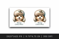 Watercolor cute dog puppy hat ear flaps Merry Christmas greeting quote print 20oz tumbler skinny mug wrap clipart t-shirt sublimation printable design