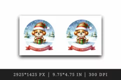 Watercolor cute dog puppy hat gift box Merry Christmas greeting quote print 20 oz tumbler skinny mug wrap clipart t-shirt sublimation printable design