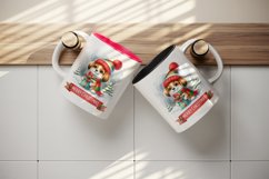 Watercolor cute dog puppy hat gift box Merry Christmas greeting quote print 20 oz tumbler skinny mug wrap clipart t-shirt sublimation printable design
