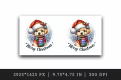 Watercolor cute dog puppy hat scarf Merry Christmas greeting quote print 20 oz tumbler skinny mug wrap clipart t-shirt sublimation printable design