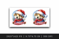Watercolor cute dog puppy hat scarf Merry Christmas greeting quote print 20 oz tumbler skinny mug wrap clipart t-shirt sublimation printable design