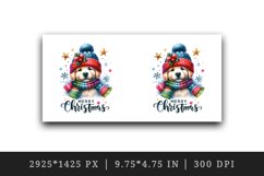 Watercolor cute dog puppy hat scarf Merry Christmas greeting quote print 20 oz tumbler skinny mug wrap clipart t-shirt sublimation printable design