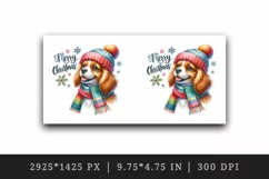 Watercolor cute dog puppy hat scarf Merry Christmas greeting quote print 20 oz tumbler skinny mug wrap clipart t-shirt sublimation printable design