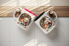 Watercolor cute dog puppy hot cocoa fireplace Christmas Cheer quote print 20 oz tumbler skinny mug wrap clipart t-shirt sublimation printable design