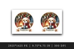 Watercolor cute dog puppy hot cocoa fireplace Christmas Cheer quote print 20 oz tumbler skinny mug wrap clipart t-shirt sublimation printable design