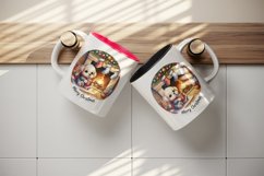 Watercolor cute dog puppy hot cocoa fireplace Merry Christmas quote print 20 oz tumbler skinny mug wrap clipart t-shirt sublimation printable design