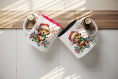 Watercolor cute dog puppy lights Merry Christmas greeting quote print 20 oz tumbler skinny mug wrap clipart t-shirt sublimation printable design