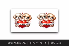 Watercolor cute dog puppy red heart Happy Valentine Day greeting quote print 20oz tumbler skinny mug wrap clipart t-shirt sublimation printable design
