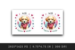 Watercolor cute dog puppy red heart Happy Valentine Day greeting quote print 20oz tumbler skinny mug wrap clipart t-shirt sublimation printable design
