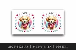 Watercolor cute dog puppy red heart Happy Valentine Day greeting quote print 20oz tumbler skinny mug wrap clipart t-shirt sublimation printable design