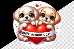 Watercolor cute dog puppy red heart Happy Valentine Day greeting quote print 20oz tumbler skinny mug wrap clipart t-shirt sublimation printable design