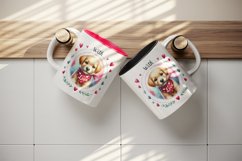 Watercolor cute dog puppy red heart Happy Valentine Day greeting quote print 20oz tumbler skinny mug wrap clipart t-shirt sublimation printable design