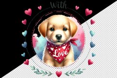 Watercolor cute dog puppy red heart Happy Valentine Day greeting quote print 20oz tumbler skinny mug wrap clipart t-shirt sublimation printable design