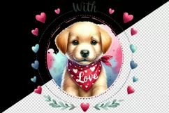Watercolor cute dog puppy red heart Happy Valentine Day greeting quote print 20oz tumbler skinny mug wrap clipart t-shirt sublimation printable design